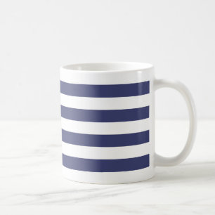 Nautical Navy Blue and White Stripes Koffiemok