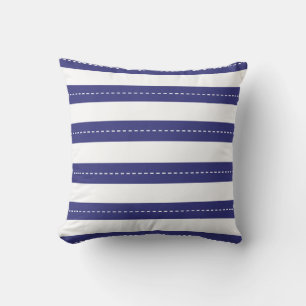 Nautical Navy Blue and White Stripes Pattern Kussen