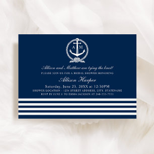 Nautical Navy Blue and White Stripes Vrijgezellenf Kaart