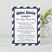 Nautical Navy Blue and White Stripes Vrijgezellenf Kaart (Staand voorkant)