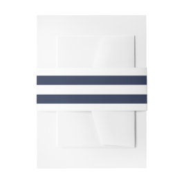Nautical Navy Blue and White Stripes Wedding Beach Uitnodigingen Wikkel