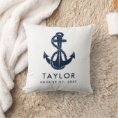 Nautical Navy Blue Anker Baby shower gepersonalise Kussen (Deken)