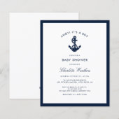 Nautical Navy Blue Anker Baby shower Invitation (Voorkant / Achterkant)