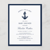 Nautical Navy Blue Anker Baby shower Invitation (Voorkant)