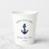 Nautical Navy Blue Anker Baby shower Papieren Bekers (Achterkant)