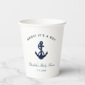 Nautical Navy Blue Anker Baby shower Papieren Bekers (Voorkant)