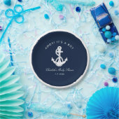Nautical Navy Blue Anker Baby shower Papieren Bordje (Feest)