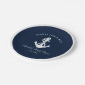 Nautical Navy Blue Anker Baby shower Papieren Bordje (Gekanteld)