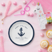 Nautical Navy Blue Anker Baby shower Papieren Bordje (Feest)
