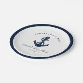 Nautical Navy Blue Anker Baby shower Papieren Bordje (Gekanteld)