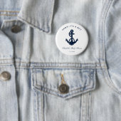 Nautical Navy Blue Anker Baby shower Ronde Button 5,7 Cm (In situ)