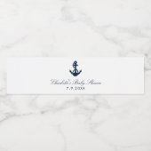 Nautical Navy Blue Anker Baby shower Waterfles Etiket (Enkel label)