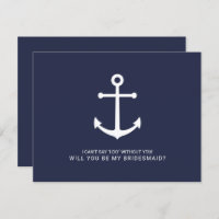 Nautical Navy Blue Anker Bruidsmeisje Voorstel