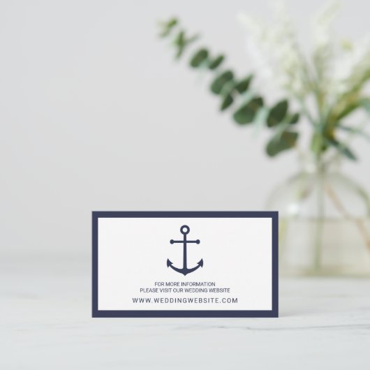 Nautical Navy Blue Anker Bruiloft Website Kaart (Staand voorkant)
