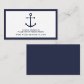 Nautical Navy Blue Anker Bruiloft Website Kaart (Voorkant / Achterkant)