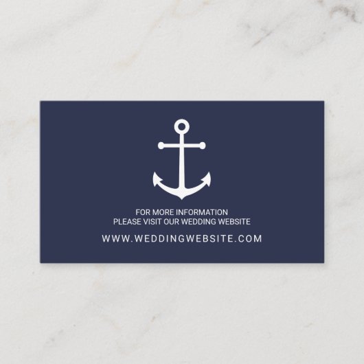 Nautical Navy Blue Anker Bruiloft Website Kaart (Voorkant)