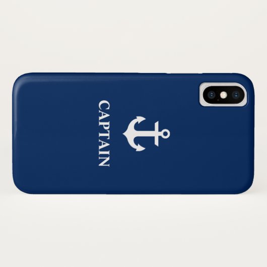 Nautical Navy Blue Anker Captain iPhone X Hoesje (Achterkant (horizontaal))