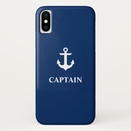 Nautical Navy Blue Anker Captain iPhone X Hoesje (Achterkant)