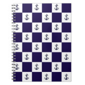 Nautical Navy Blue Anker Checker Board Notitieboek (Voorkant)