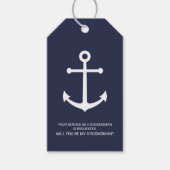 Nautical Navy Blue Anker Groomsmen Voorstel Cadeaulabel (Voorkant)