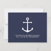 Nautical Navy Blue Anker Groomsmen Voorstel Kaart (Voorkant)