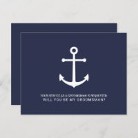 Nautical Navy Blue Anker Groomsmen Voorstel