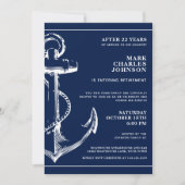 Nautical Navy Blue Anker Pensioen Kaart (Voorkant)