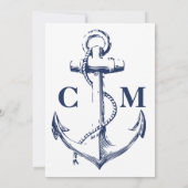 Nautical Navy Blue Anker Pensioen Kaart (Achterkant)