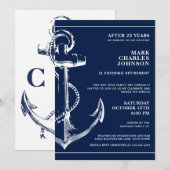 Nautical Navy Blue Anker Pensioen Kaart (Voorkant / Achterkant)