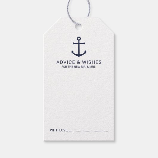 Nautical Navy Blue Anker Trouwadvies & wensen Cadeaulabel (Voorkant)