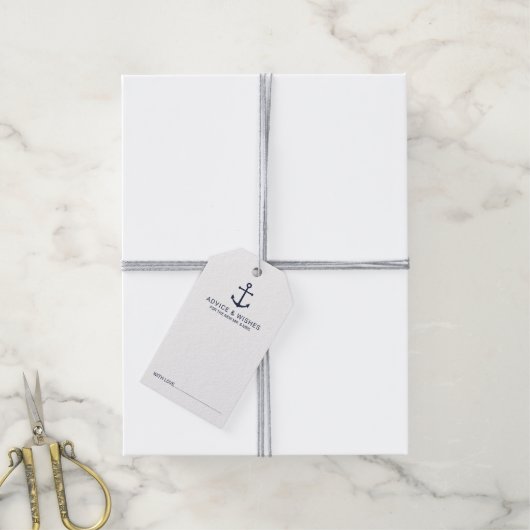 Nautical Navy Blue Anker Trouwadvies & wensen Cadeaulabel (Met Touw)
