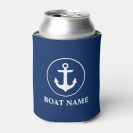 Nautical Navy Blue anker uw bootnaam Blikjeskoeler
