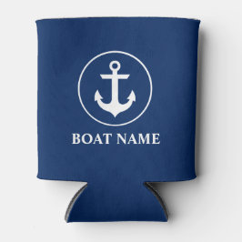 Nautical Navy Blue anker uw bootnaam Blikjeskoeler
