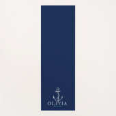 Nautical Navy Blue Aqua Anchor Monogram Yogamat (Voorkant)