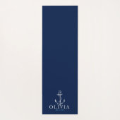 Nautical Navy Blue Aqua Anchor Monogram Yogamat (Achterkant)
