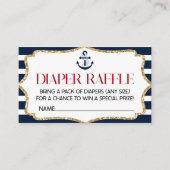 Nautical Navy Blue Baby shower Diaper Raffle Card Informatiekaartje (Voorkant)