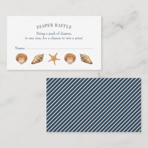 Nautical Navy Blue Baby shower Diaper Raffle Visitekaartje
