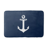Nautical Navy Blue Bath Mat met White Anchor (Voorkant)