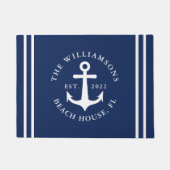 Nautical Navy Blue Beach House Deurmat (Voorkant)