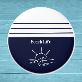 Nautical Navy Blue Beach House Zee Keramische Knop