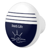 Nautical Navy Blue Beach House Zee Keramische Knop (Rechts)