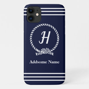 Nautical Navy Blue Beach kustmonogrammen Case-Mate iPhone Case