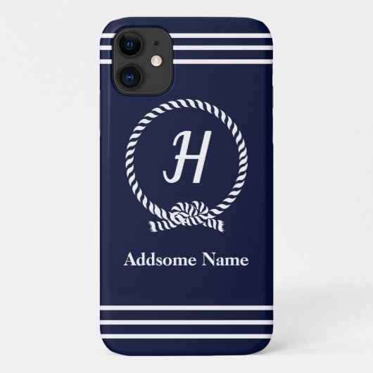 Nautical Navy Blue Beach kustmonogrammen Case-Mate iPhone Case (Achterkant)