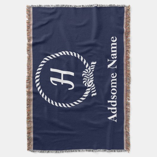 Nautical Navy Blue Beach kustmonogrammen Deken (Voorkant Verticaal)
