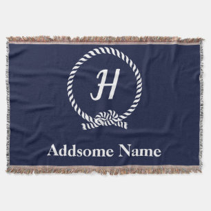 Nautical Navy Blue Beach kustmonogrammen Deken