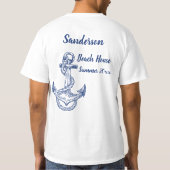 Nautical Navy Blue Blauwgroen Zee Turtle strand ho T-shirt (Achterkant)