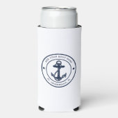 Nautical Navy Blue Boat Anchor and Name Custom Seltzer Blikjeskoeler (Seltzer Voorkant)