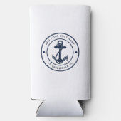 Nautical Navy Blue Boat Anchor and Name Custom Seltzer Blikjeskoeler (Achterkant)