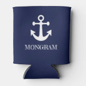 Nautical Navy Blue Boat Name Anchor Blikjeskoeler (Voorkant)