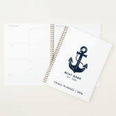 Nautical Navy Blue Boat Name Anchor Planner (Display)